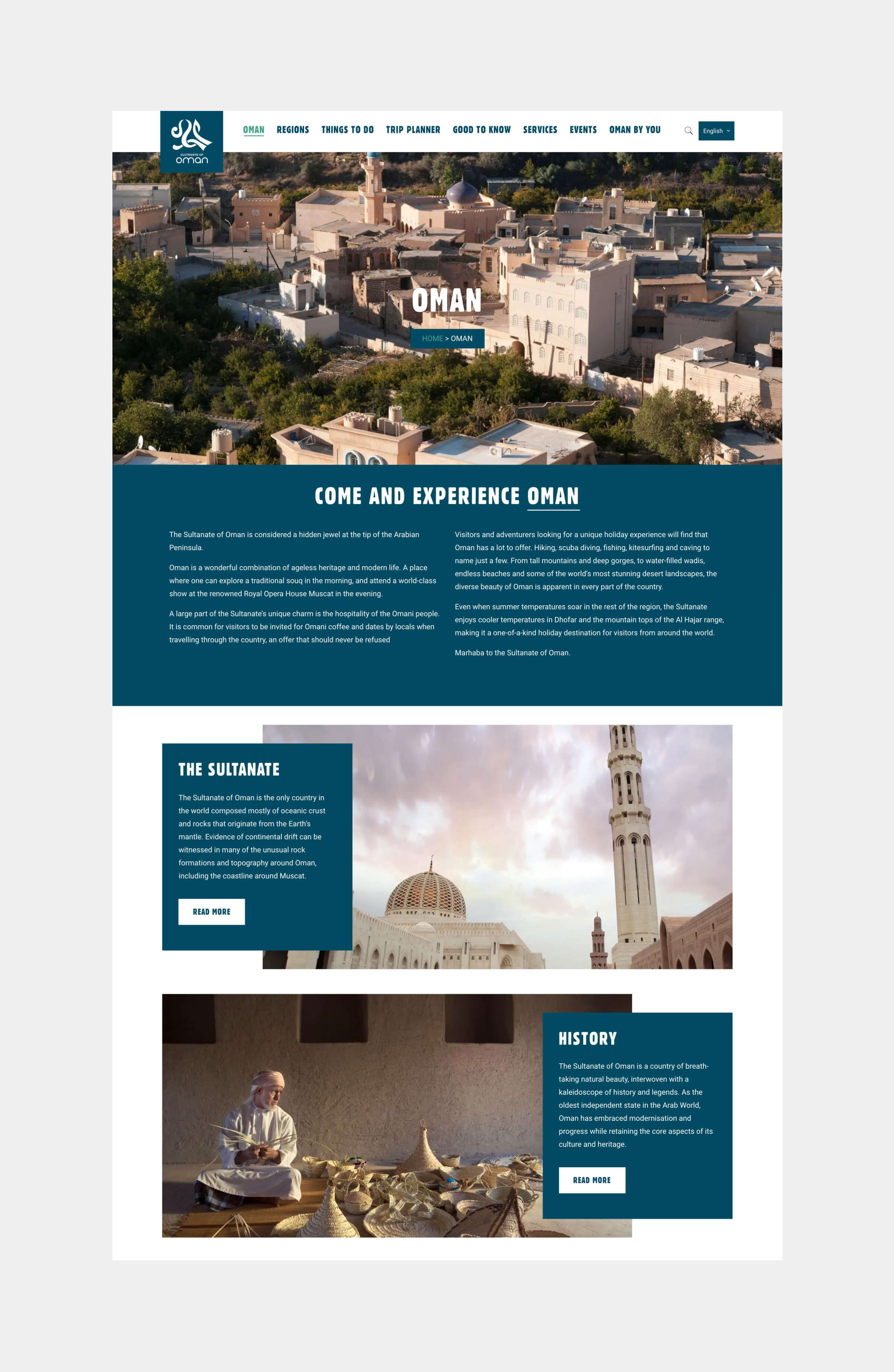 Website development and design for Experience Oman