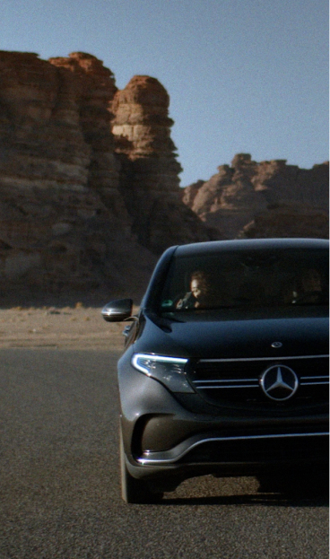 Photograph of electric Mercedes car in NEOM